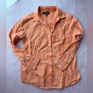BNWOT Tommy Bahama Coral Orange Casual Button Down Linen Long Sleeved Shirt